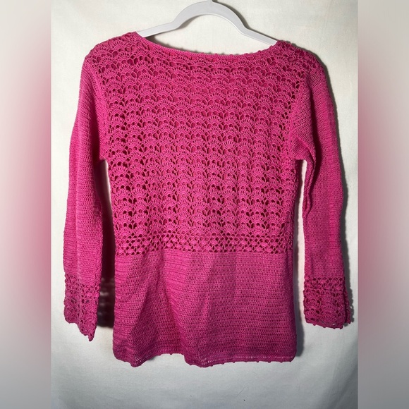 Vinatge Lily Pulitzer Y2K Crochet Pink Top Size S - Picture 5 of 5